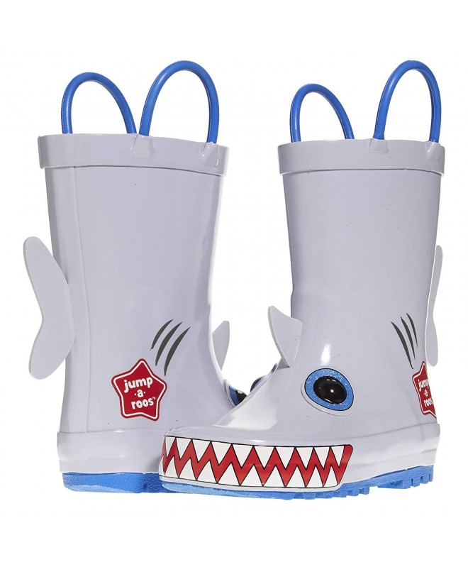 Rain Boots Sharky Tall Boys Rain Boots - Cute Galoshes for Kids in Many Sizes - Grey - CU18HOMASLW $45.16