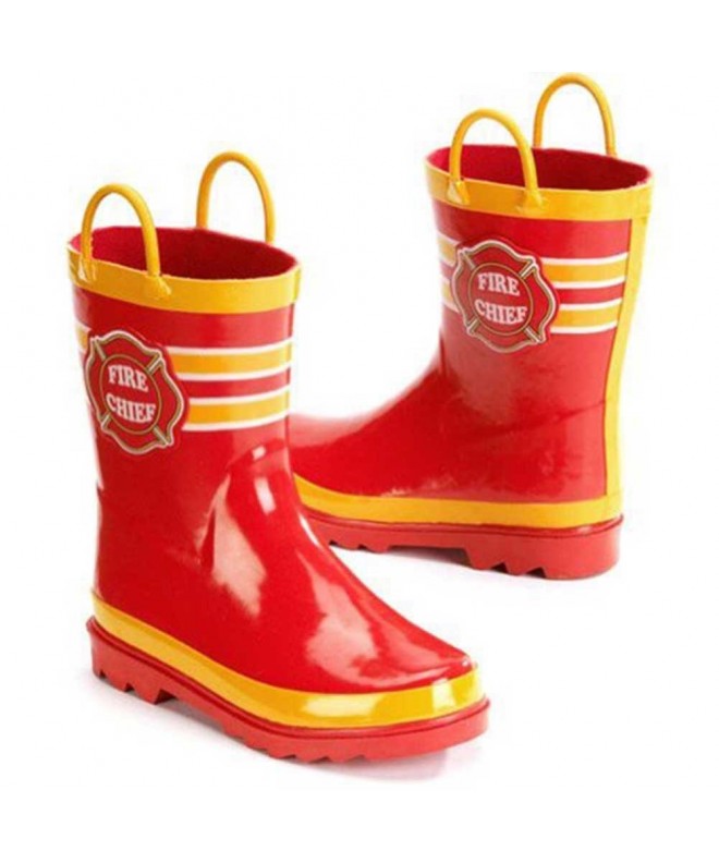 Rain Boots Fire Chief Boys Red Rain Boots (7/8 US Toddler) - CI114I3BFAZ $80.11