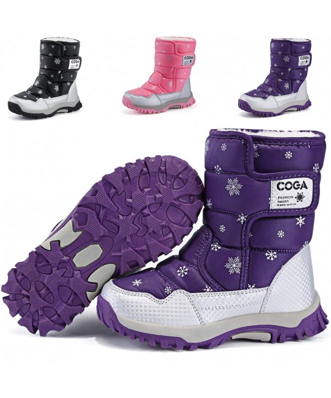 Snow Boots Boy's Girl's Outdoor Waterproof Cold Weather Snow Boots(Toddler/Little Kid/Big Kid) - Purple - C2128EOYX8F $55.23