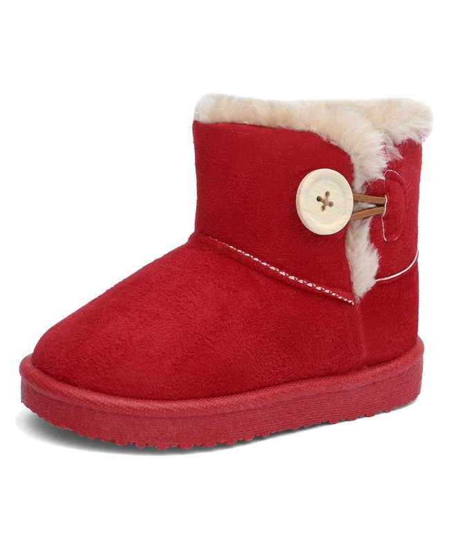 Snow Boots Girl's Boys Winter Snow Boots Fur Outdoor Slip-on Boots (Toddler/Little Kids) - U1.red - C218KAY0OW3 $25.14