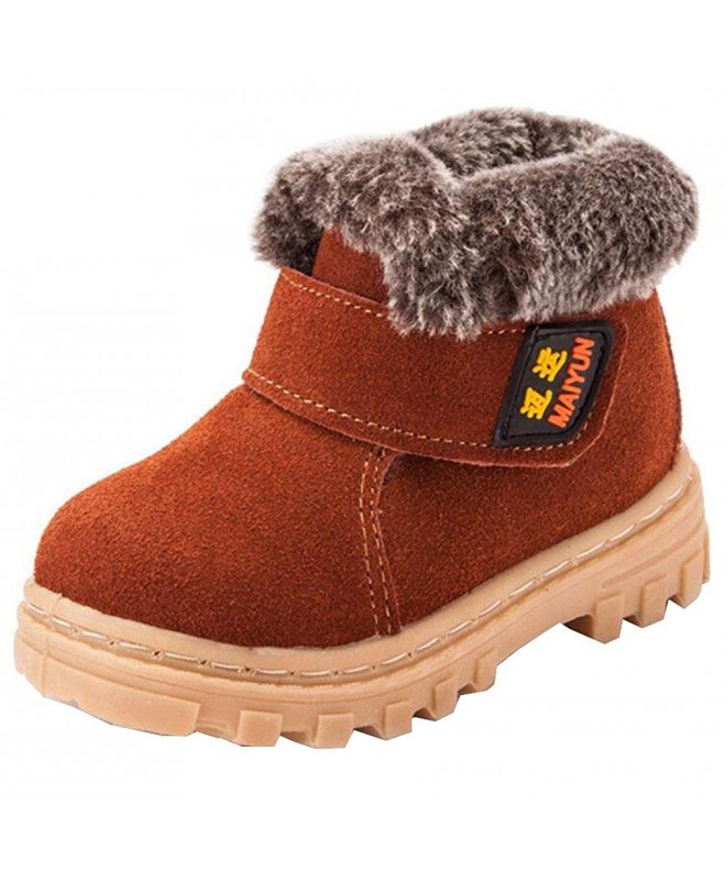 Snow Boots Boy's Girl's Classic Waterproof Suede Leather Snow Boots (Toddler/Little Kid/Big Kid) - Brown - CR11R3HNA65 $33.53