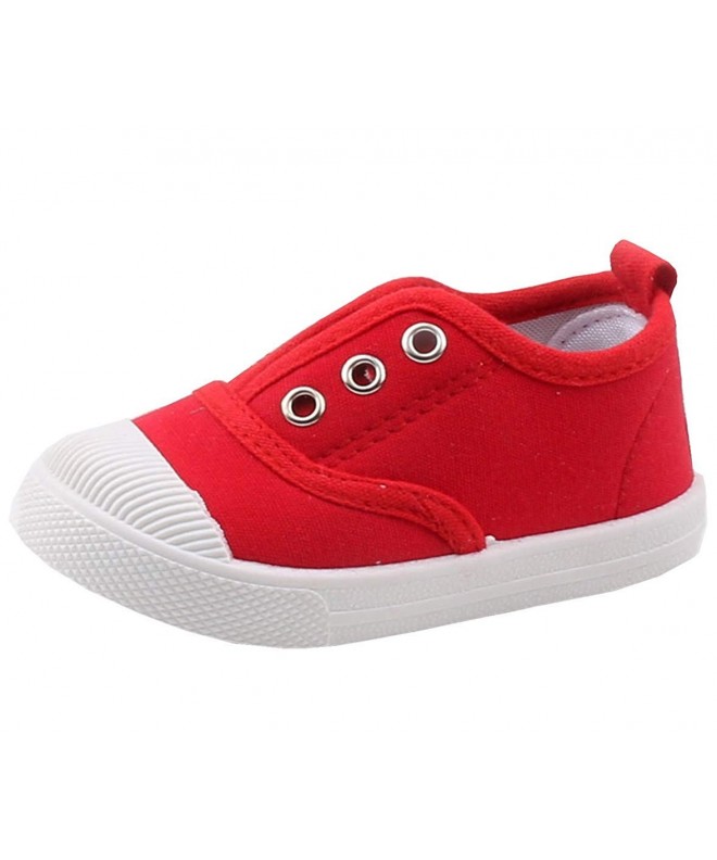 Running Boy's Girl's Candy Color Canvas Slip-On Lightweight Sneakers Cute Casual Running Shoes - Red - CC18I6L268K $28.39