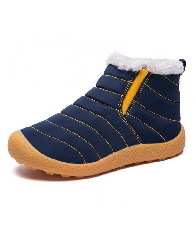 Snow Boots Boys Girls Winter Outdoor Boots Waterproof Slip On Fur Lined Snow Boot - Cute Blue-818 - CT18L2SYQUY $44.11