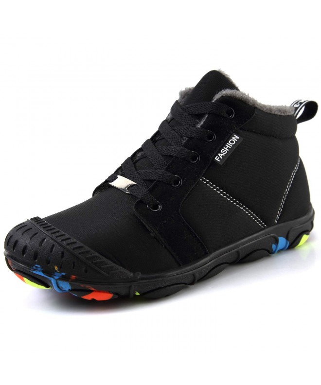 Snow Boots Kids Waterproof Winter Snow Boots Black - Black - CK18ISW654Z $38.51