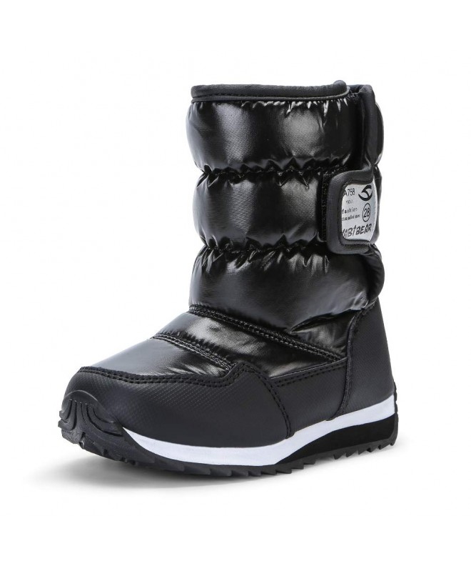 Snow Boots Boys Girls Kids Winter Snow Boots Toddler/Little/Big Kids Anti-Slip Faux Fur Lined Cold Weather Shoes - Black - CM...