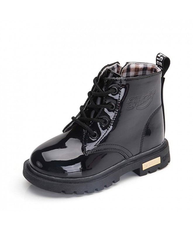 Snow Boots Toddler Lace up Waterproof Outdoor - Black-2 - CP18LKHZ7ZH $30.77