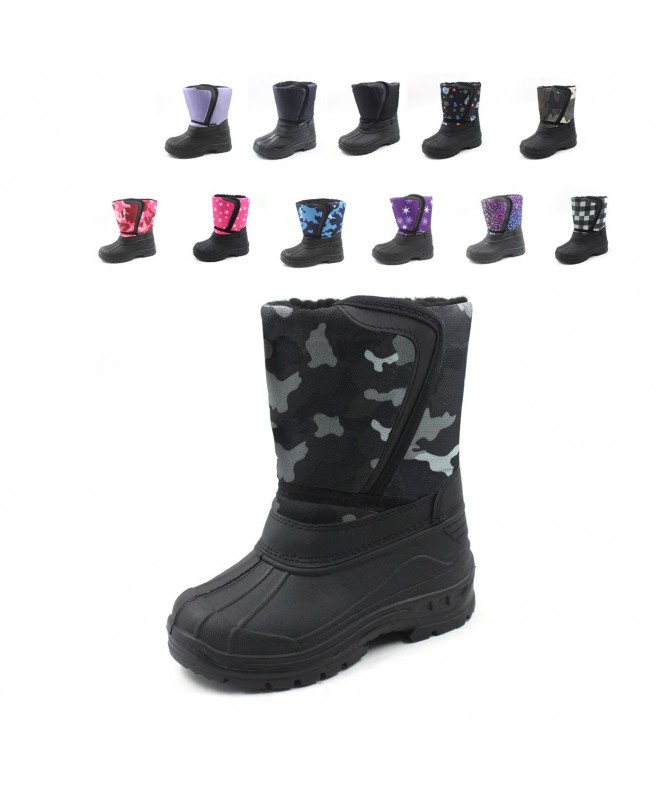 Snow Boots Cold Weather Snow Boot 1319 Gray Camo Size Big Kid 5 - C812F3WHCYX $32.49