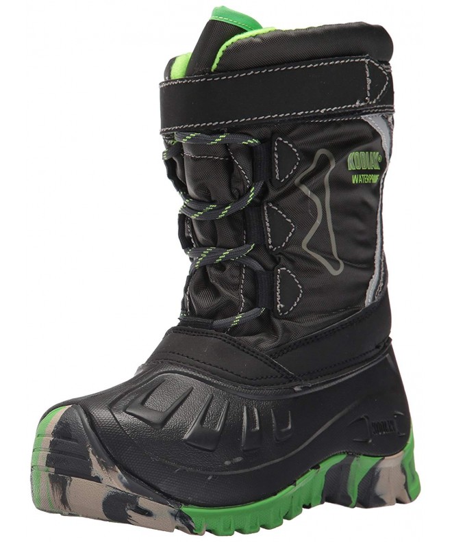 Snow Boots Kids' Gordy Snow Boot - Black/Grey/Sonic Green - CC12N70O8G4 $100.48