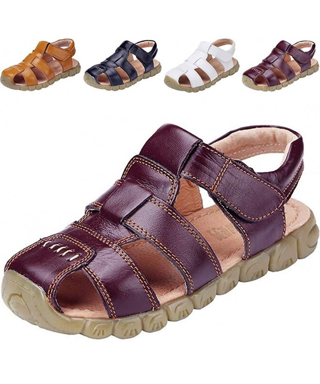 Sport Sandals Boy's Girl's Leather Closed Toe Outdoor Sport Sandals (Toddler/Little Kid/Big Kid) - Brown - CX11VA86HXB $34.49