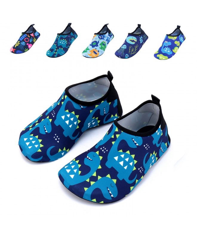 Water Shoes Boys Girls Water Shoes Swim Shoes Quick Drying Barefoot Aqua Socks for Kids Beach Pool - Dinosaur-navy - C218CSZ0...