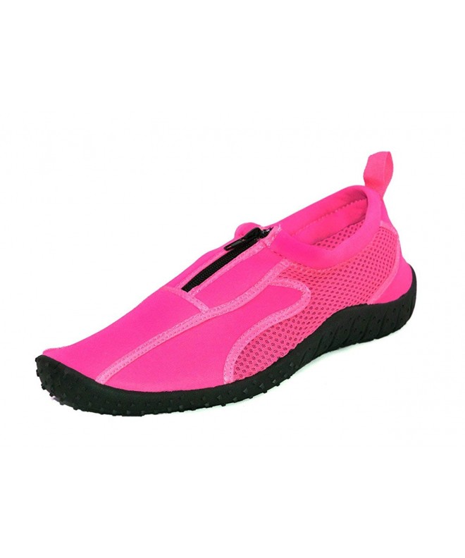 Water Shoes Kids Aqua Neon Zippers Rubber Water Shoe - Pink - CC11I5EHTJF $36.04