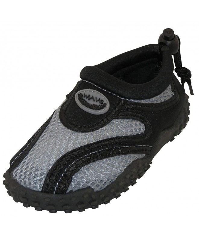 Water Shoes Toddler's Quick Dry Slip-On Mesh Drawstring Non-Slip Water Shoe (Toddler) - Black/Grey - C018C7E8E3N $34.55