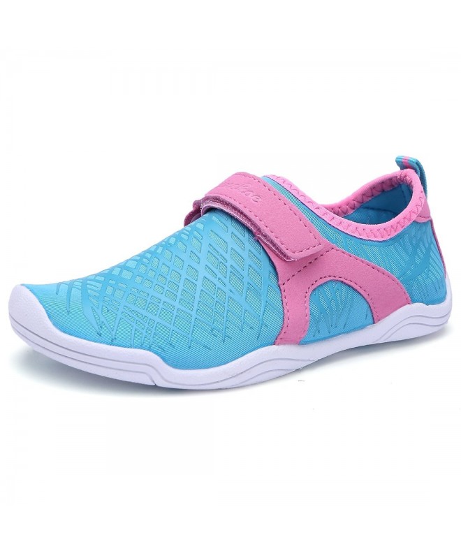 Water Shoes Boy and Girl's Athletic Water Shoes Quick-Dry Slip on Aqua Sock for Beach Pool Swim Surf Walking - Light Blue - C...