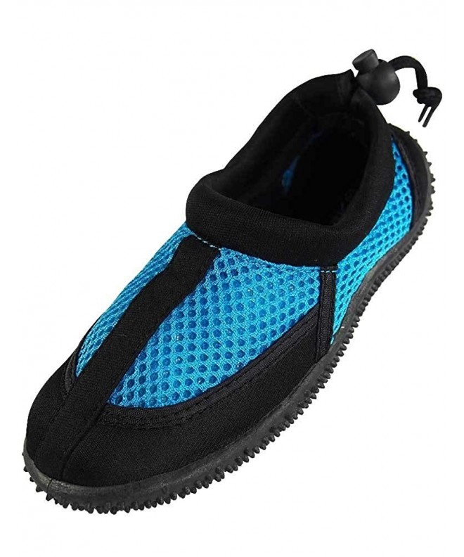 Water Shoes Kid's Flat Adjustable Heel Aqua Sock - Blue-black - CA11AQZ20ZN $36.50