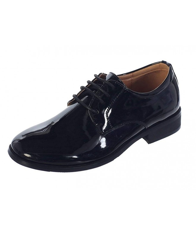 Oxfords Boys Shiny Or Matte Patent Leather Special Occasion Christening Shoes - Black Shiny Finish - CB12H6S2D19 $60.87