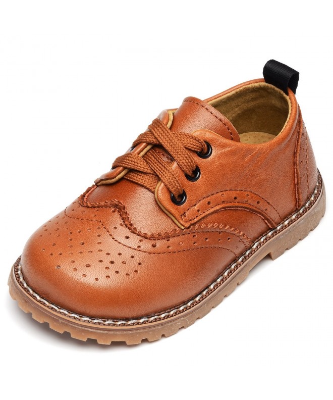 Oxfords Toddler Boys Girls Breathable Hollow Leather Lace Up Flats Oxfords Dress Shoes - Yellow - CV184Q8L3O7 $49.73