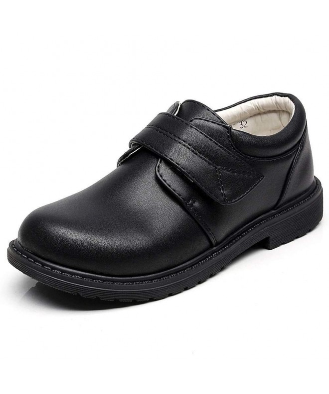 Oxfords Boys' Hook&Loop Formal Prince Round Toe Oxfords Dress Shoes - Black - C01840T7M0K $45.00