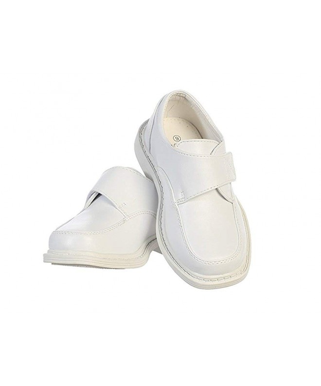 Oxfords Boys Matte Dress Shoes w/Hook and Loop Fastener Strap - Black or White - White - CK114K697SN $55.50