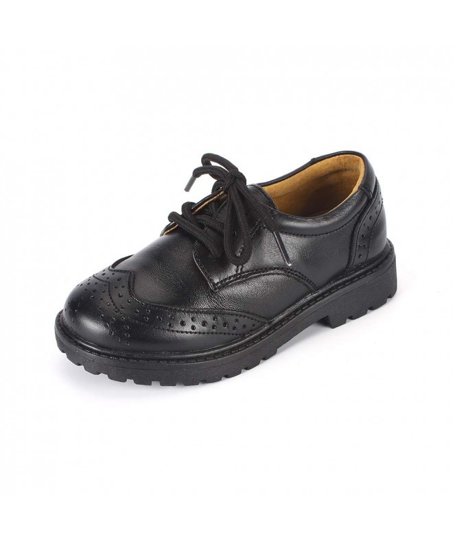 Oxfords Toddler Kids Genuine Leather Shoes Boys Girls Uniform School Sneakers - Black - C618NCZ8QQ4 $59.39