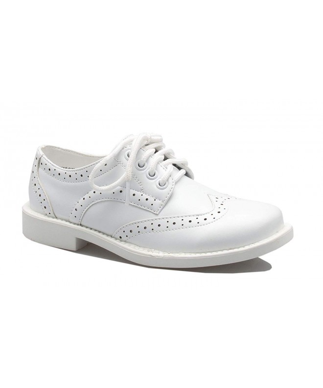 Oxfords Boy's Oxford Shoe - Round Toe - Patent - Leather - Buckle - Lace up Style - Lace White Pu - CW18OMITRK0 $41.06